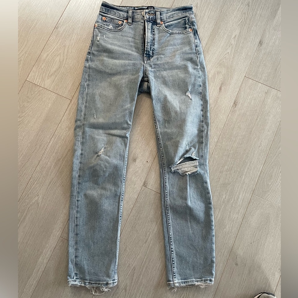 Gap distressed cigarette jeans